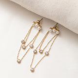 Boucles Acier long avec des petites perles blanches tendance