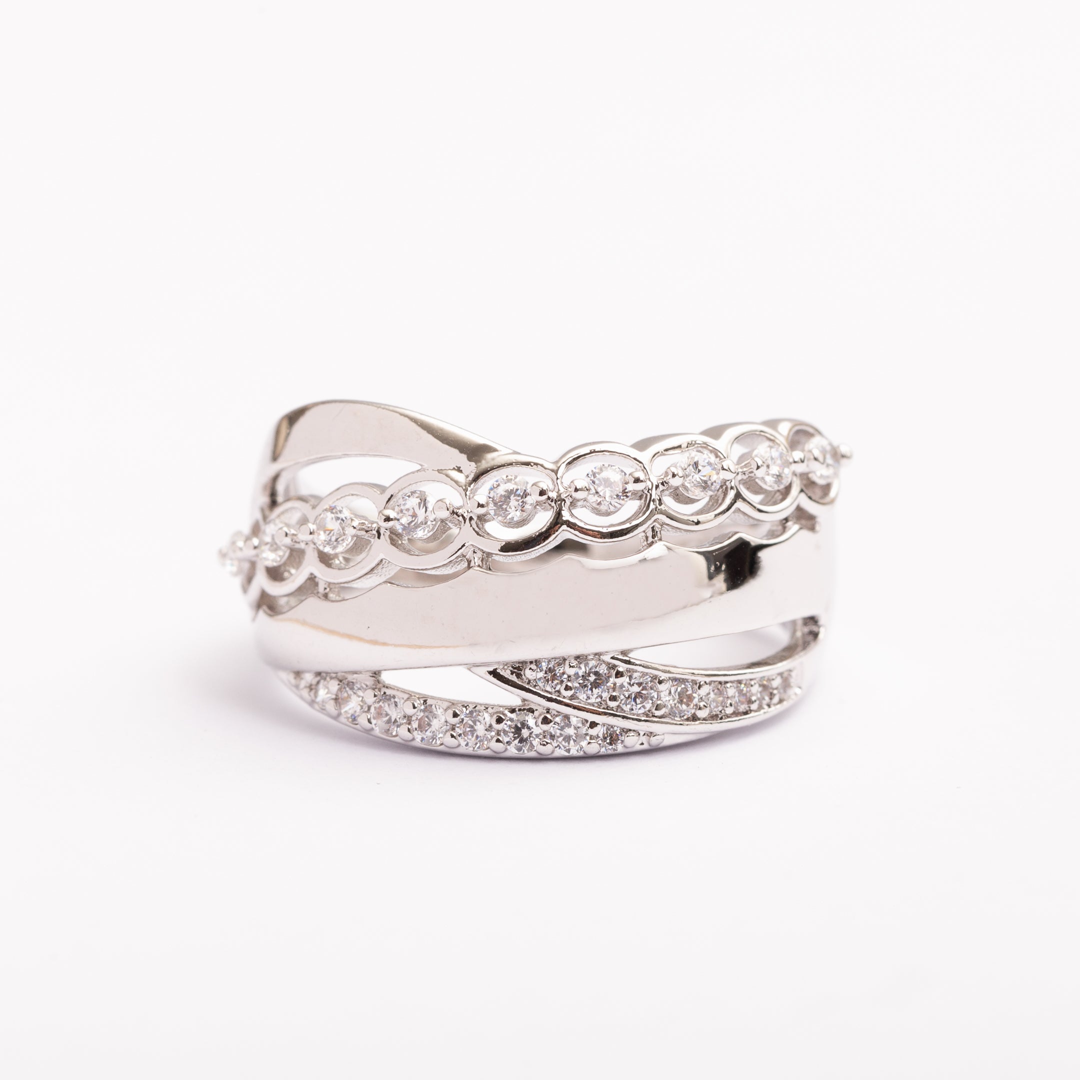 Bague Silver-Line en plaqué or avec une finition argentée
