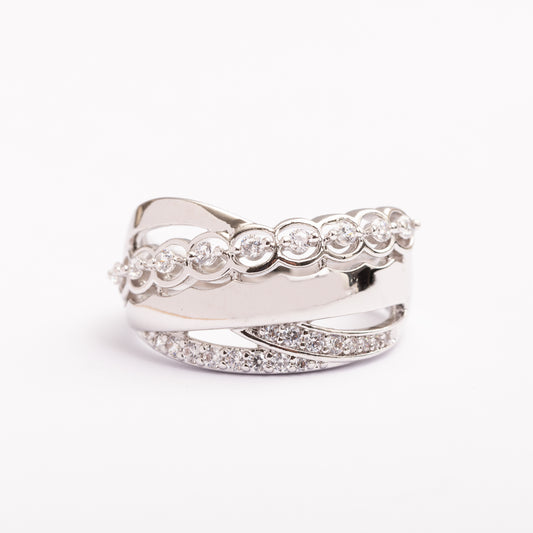 Bague Silver-Line en plaqué or avec une finition argentée
