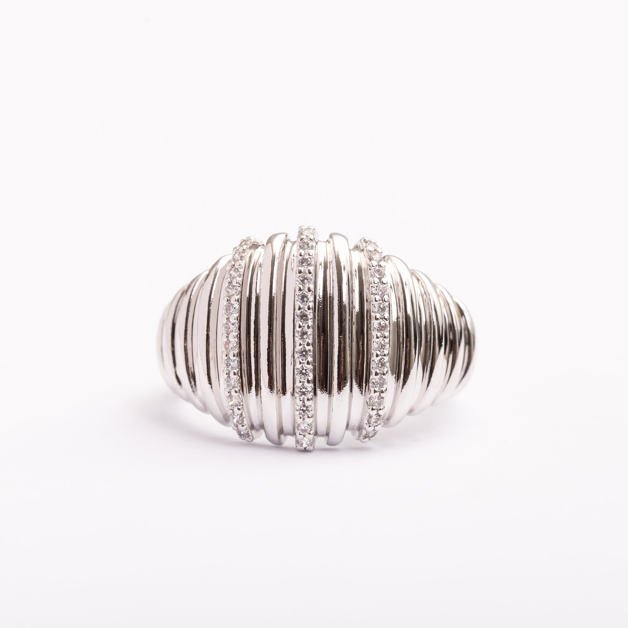 Bague Silver-Line en plaqué or avec une finition argentée