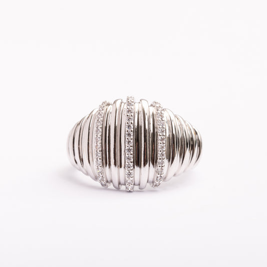 Bague Silver-Line en plaqué or avec une finition argentée