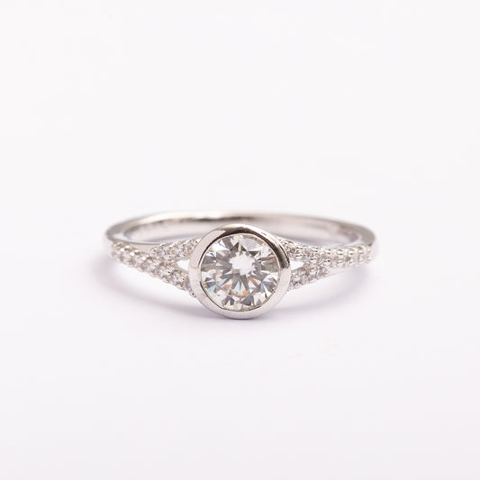 Bague Silver-Line en plaqué or avec une finition argentée