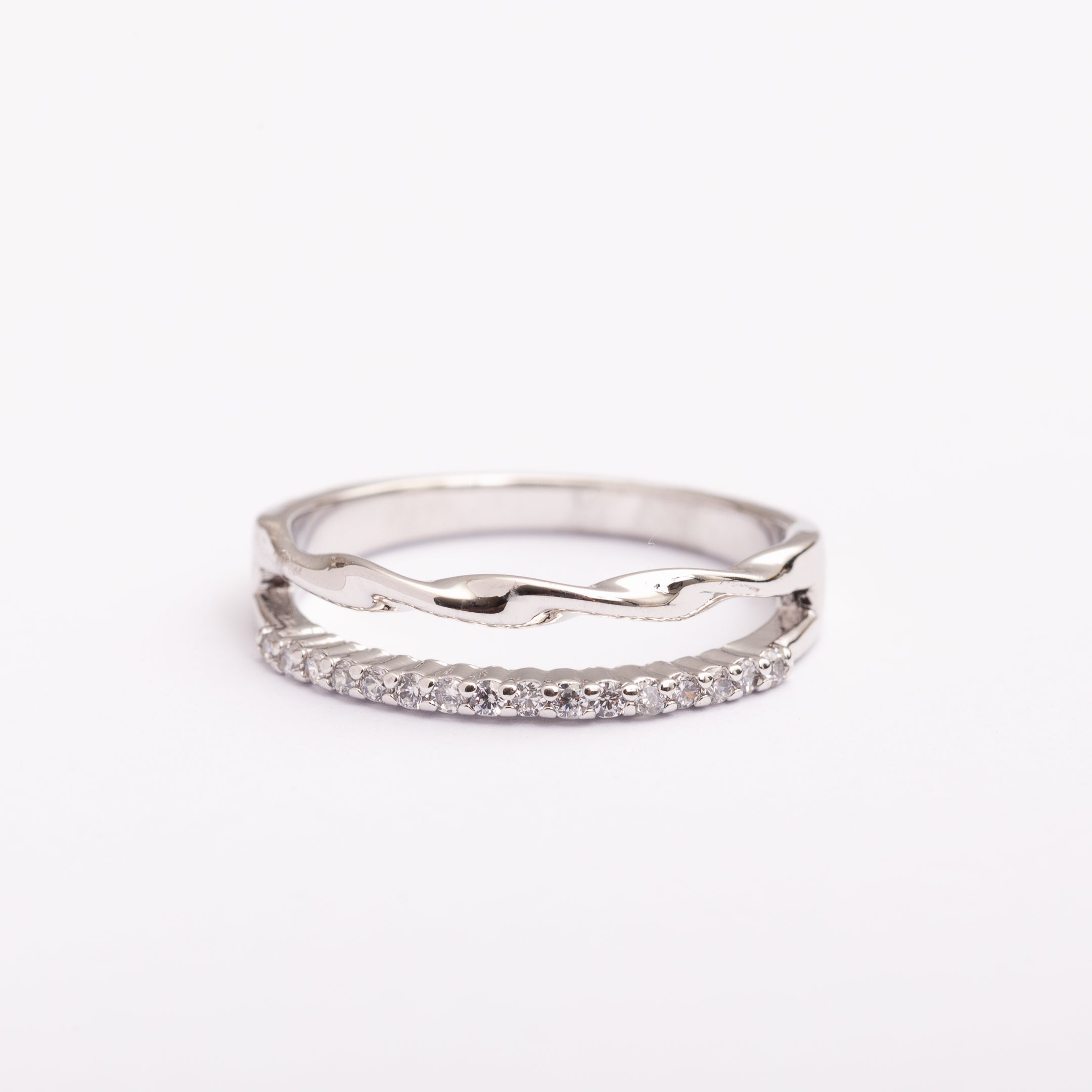 Bague Silver-Line en plaqué or avec une finition argentée