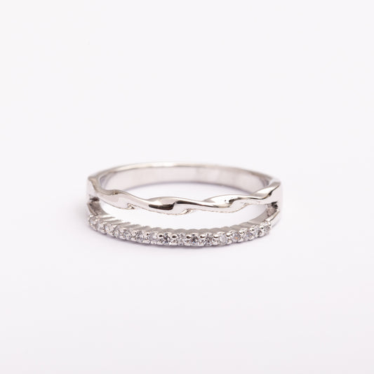 Bague Silver-Line en plaqué or avec une finition argentée