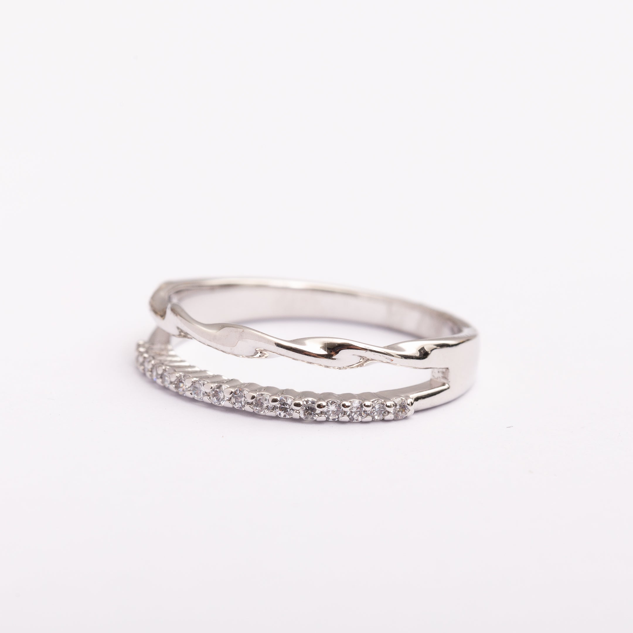 Bague Silver-Line en plaqué or avec une finition argentée