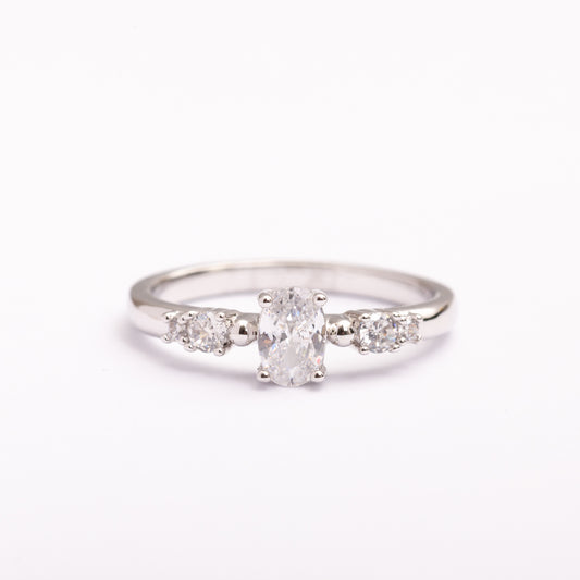 Bague Silver-Line en plaqué or avec une finition argentée