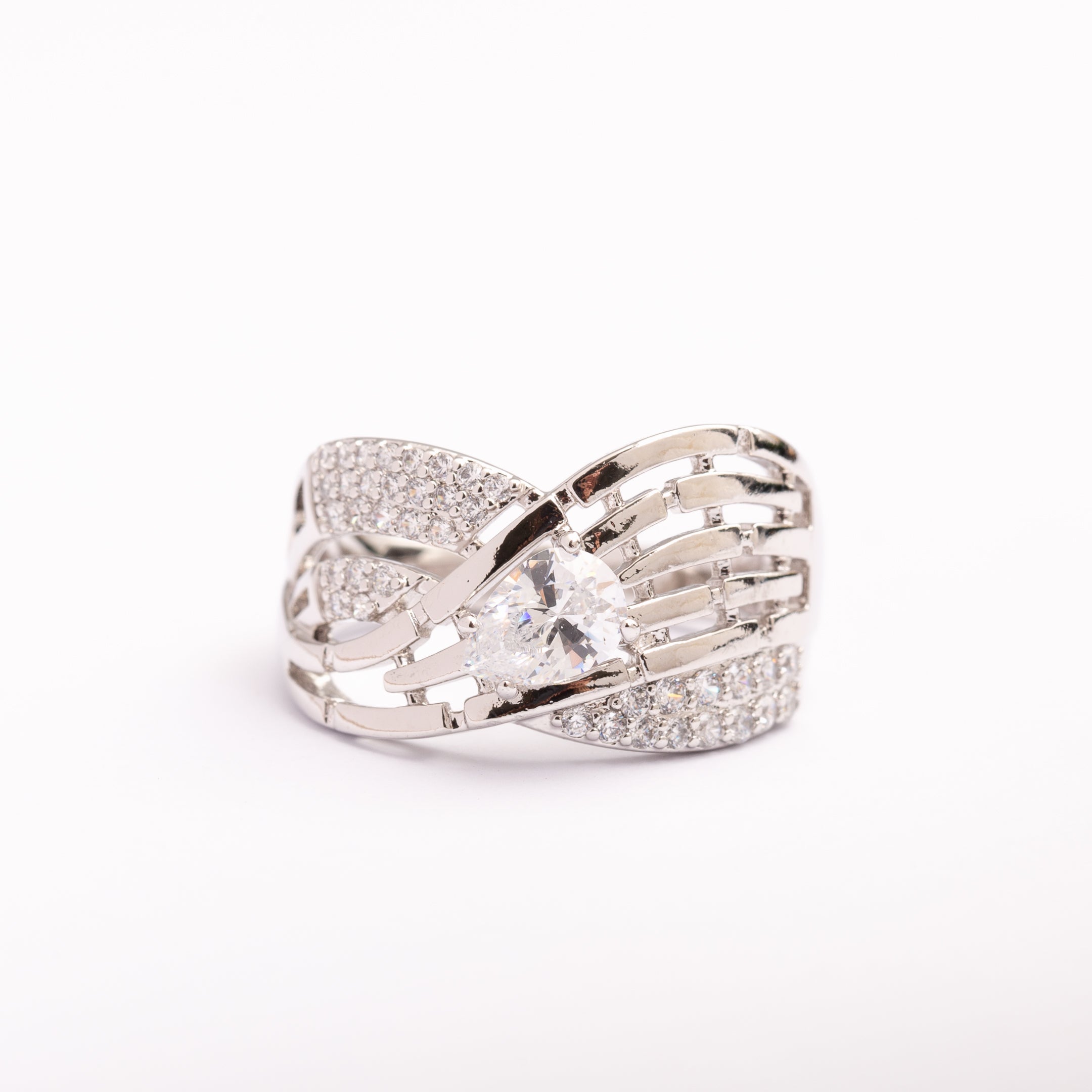 Bague Silver-Line en plaqué or avec une finition argentée