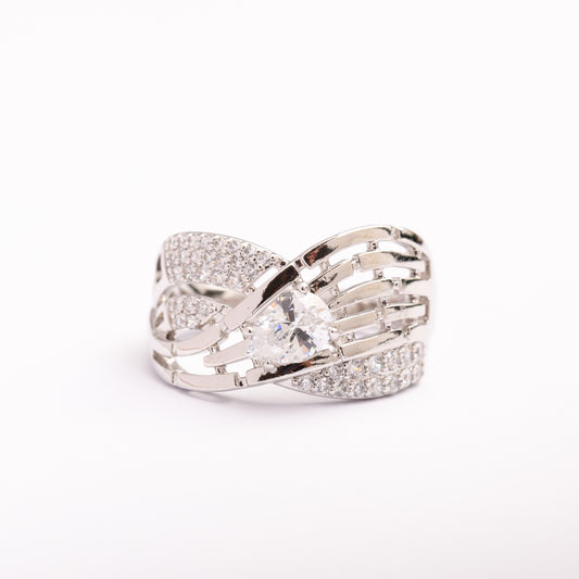 Bague Silver-Line en plaqué or avec une finition argentée