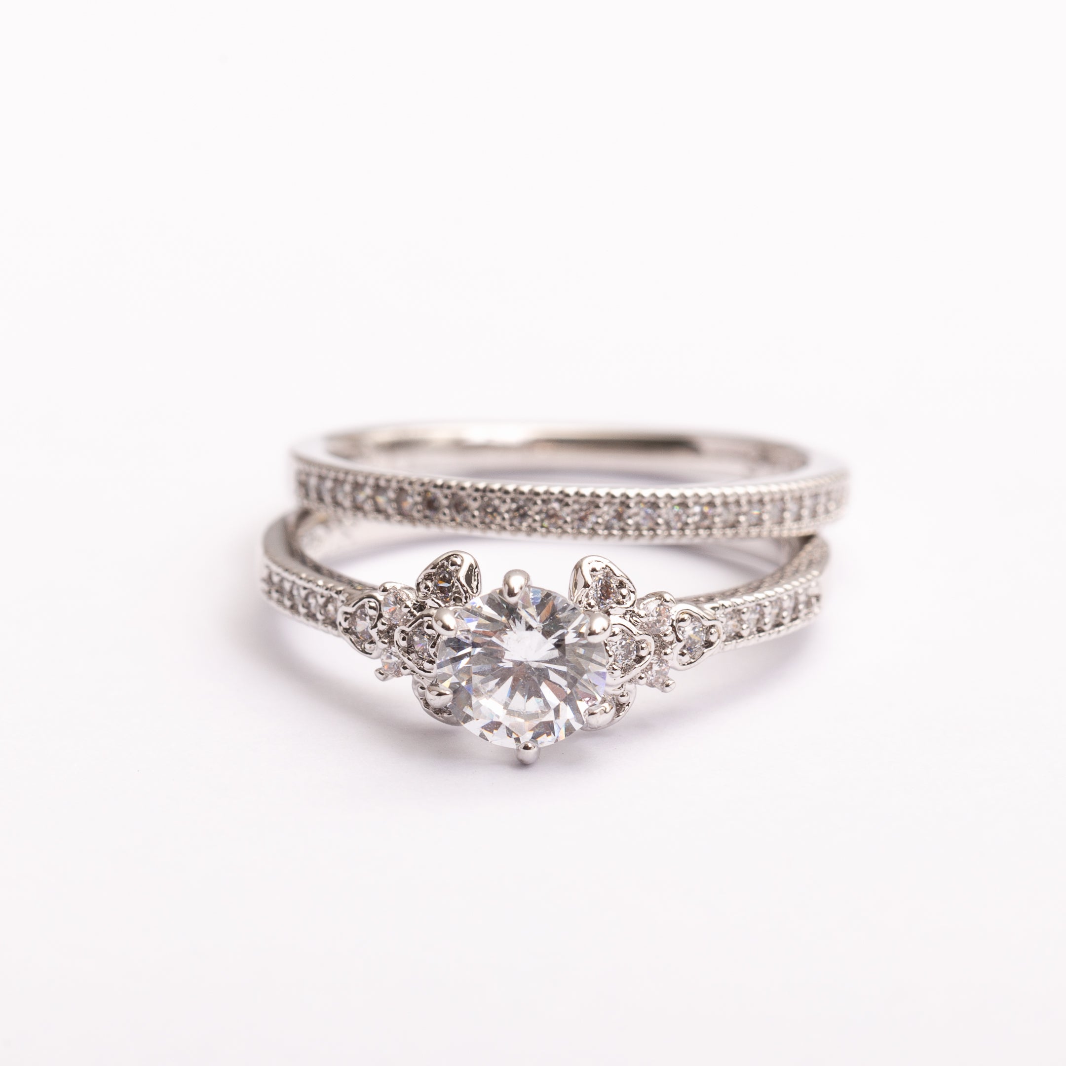 Bague Alliance Silver-Line en plaqué or avec une finition argentée
