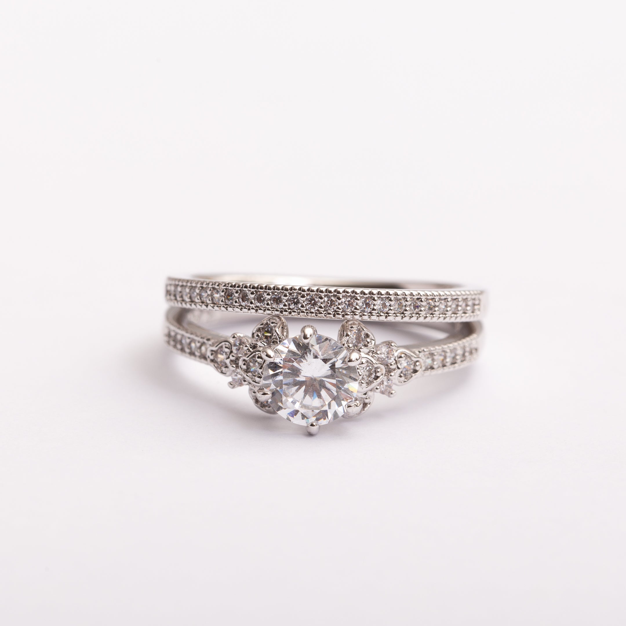 Bague Alliance Silver-Line en plaqué or avec une finition argentée