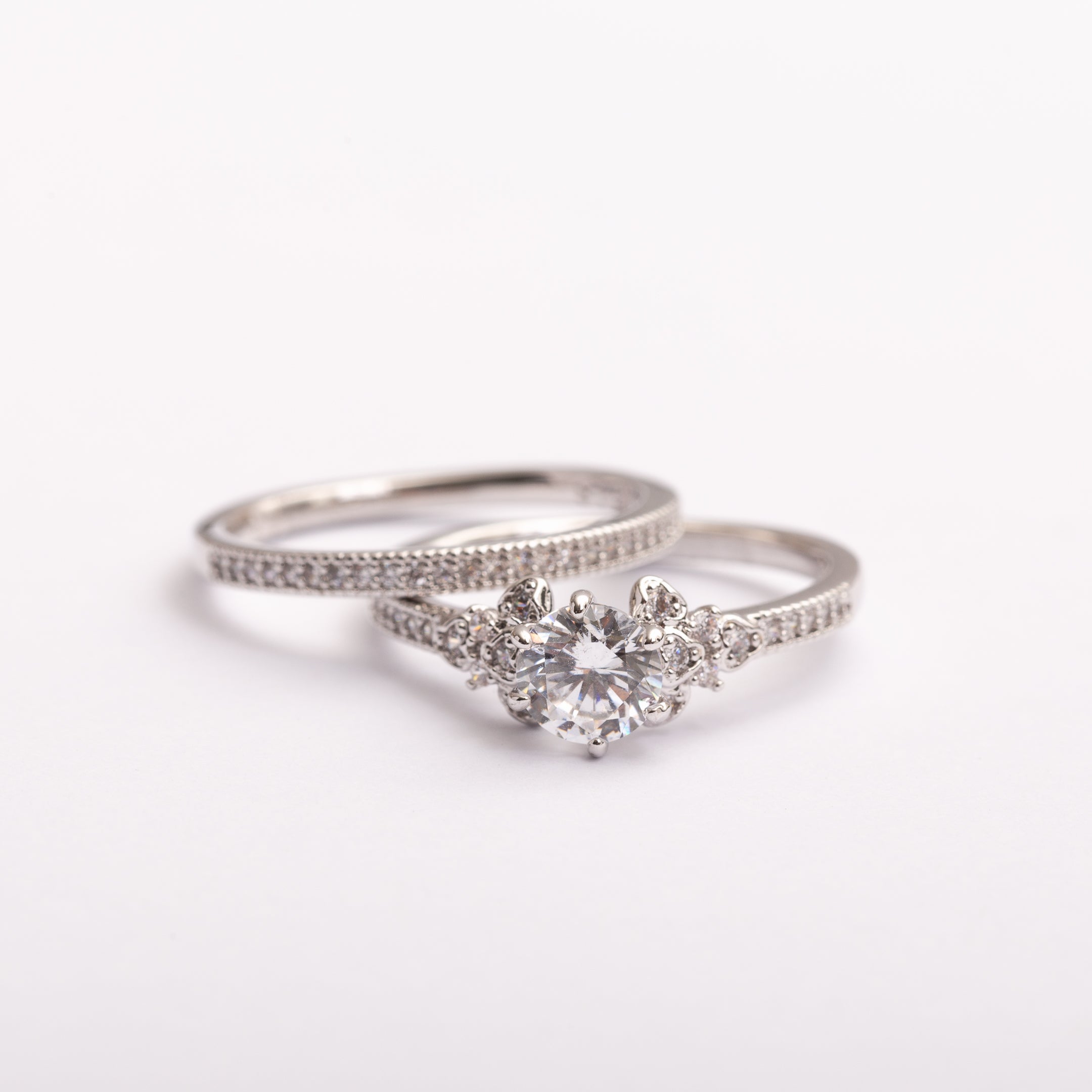 Bague Alliance Silver-Line en plaqué or avec une finition argentée