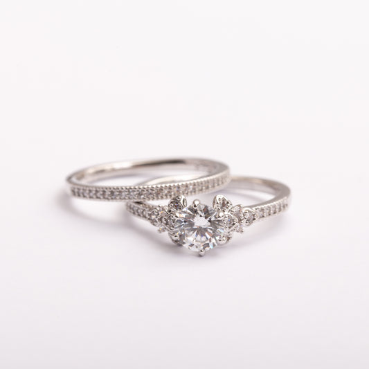 Bague Alliance Silver-Line en plaqué or avec une finition argentée