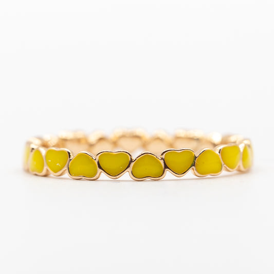 Bague xp tendance anneau plaqué Or Xuping  émaillé cœur jaune