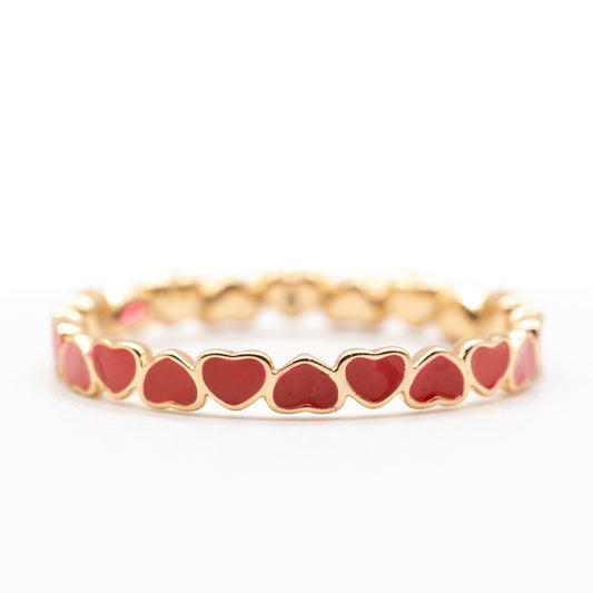 Bague xp tendance anneau plaqué Or Xuping  émaillé cœur rouge