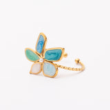 Bague Flora Bleu en acier inoxydable garantie