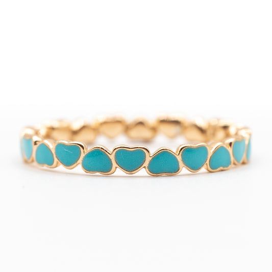 Bague xp tendance anneau plaqué Or Xuping émaillé cœur bleu