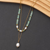 Collier Essence en acier inoxydable garanti - Pierre Amazonite
