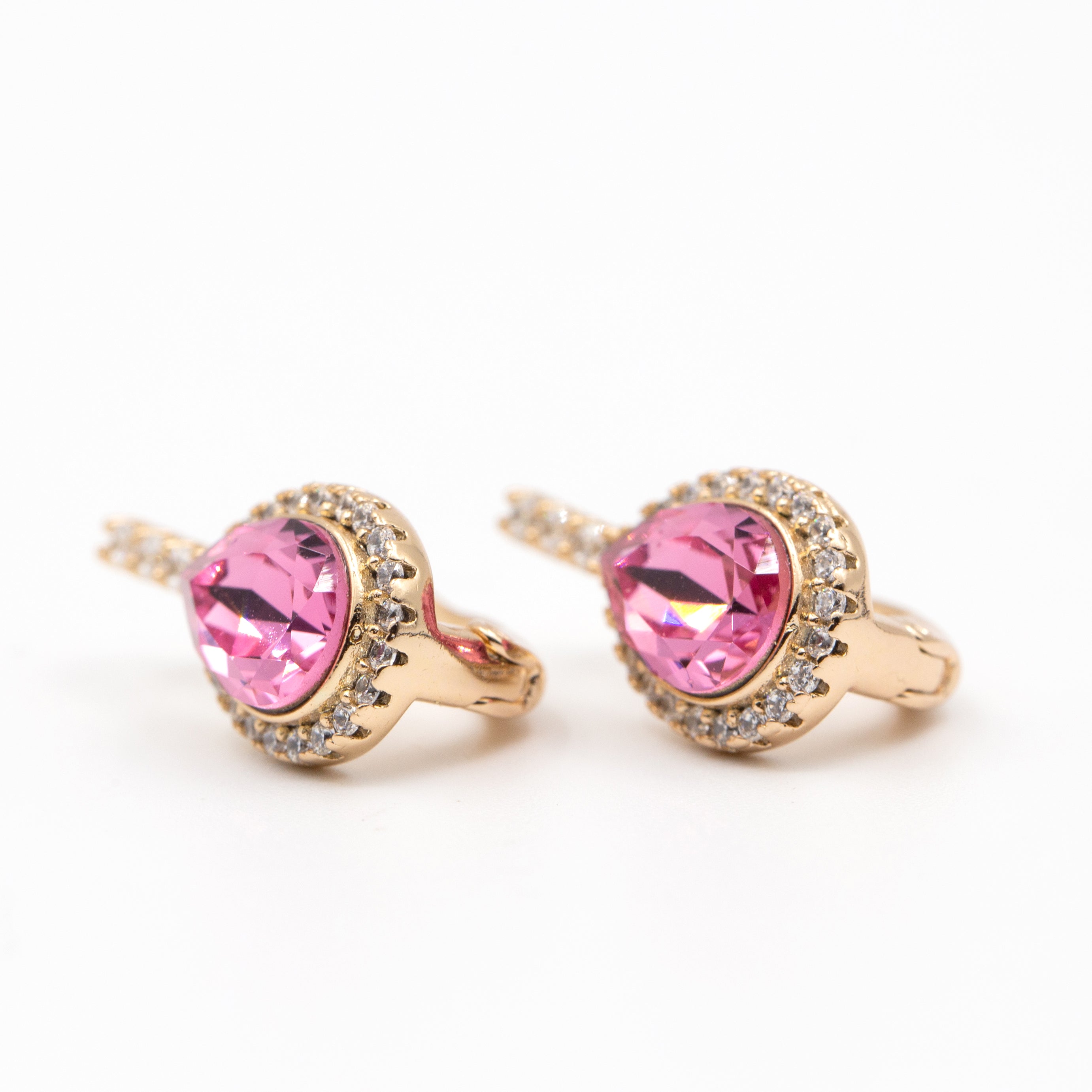 Boucles d'oreilles xp tendance Plaqué Or Xuping pierre SVK originale amande rose