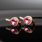 Boucles d'oreilles xp tendance Plaqué Or Xuping pierre SVK originale amande rose