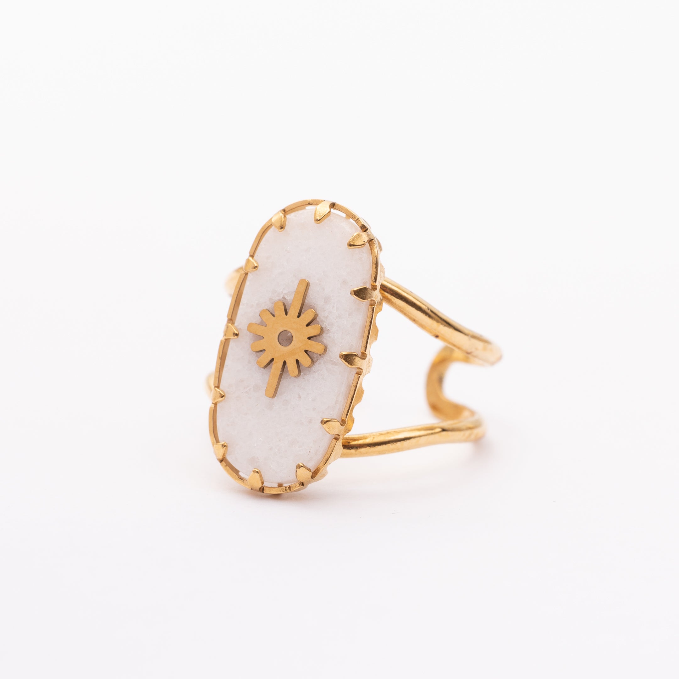 Bague Liaison en acier inoxydable garantie - Pierre Jade Blanc