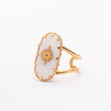 Bague Liaison en acier inoxydable garantie - Pierre Jade Blanc