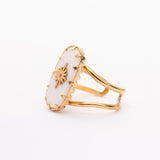 Bague Liaison en acier inoxydable garantie - Pierre Jade Blanc