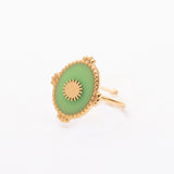 Bague Liaison en acier inoxydable garantie - Pierre Émaillé vert