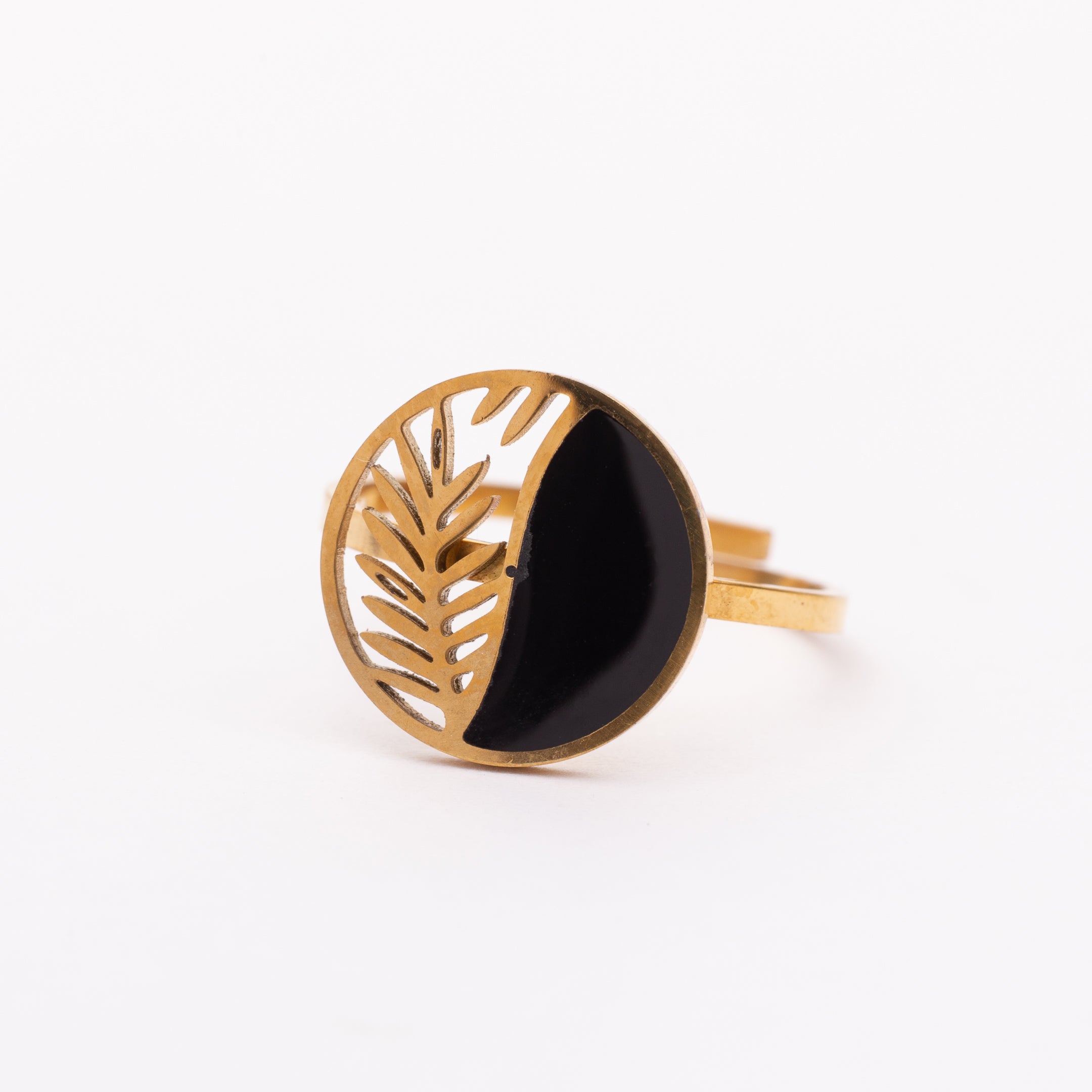 Bague Liaison en acier inoxydable garantie - Pierre Émaillé noir