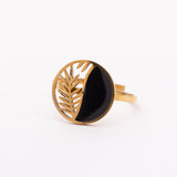 Bague Liaison en acier inoxydable garantie - Pierre Émaillé noir