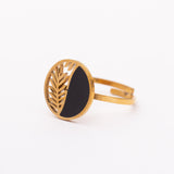 Bague Liaison en acier inoxydable garantie - Pierre Émaillé noir