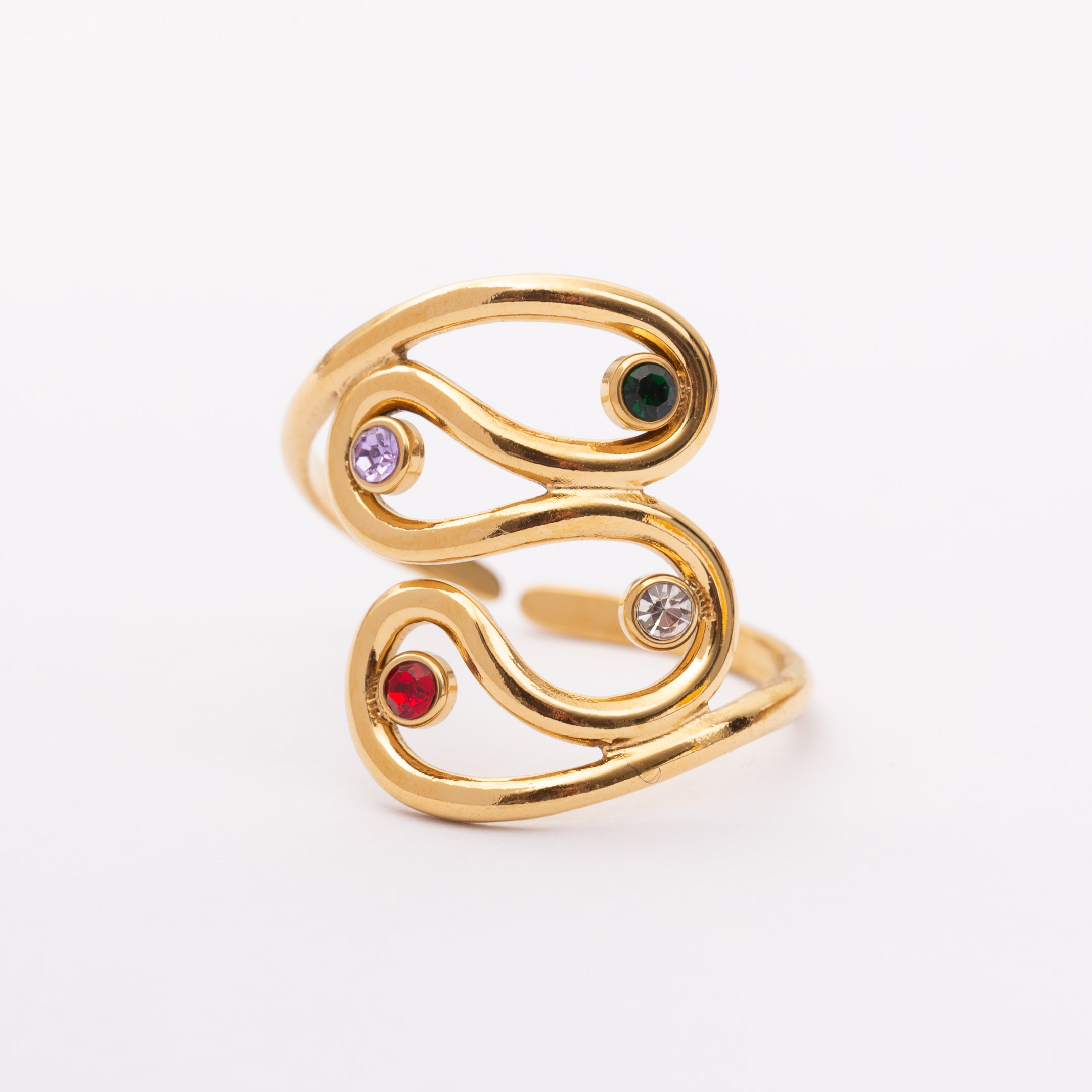 Bague Liaison en acier inoxydable garantie - Pierre Strass multicouleurs