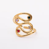 Bague Liaison en acier inoxydable garantie - Pierre Strass multicouleurs
