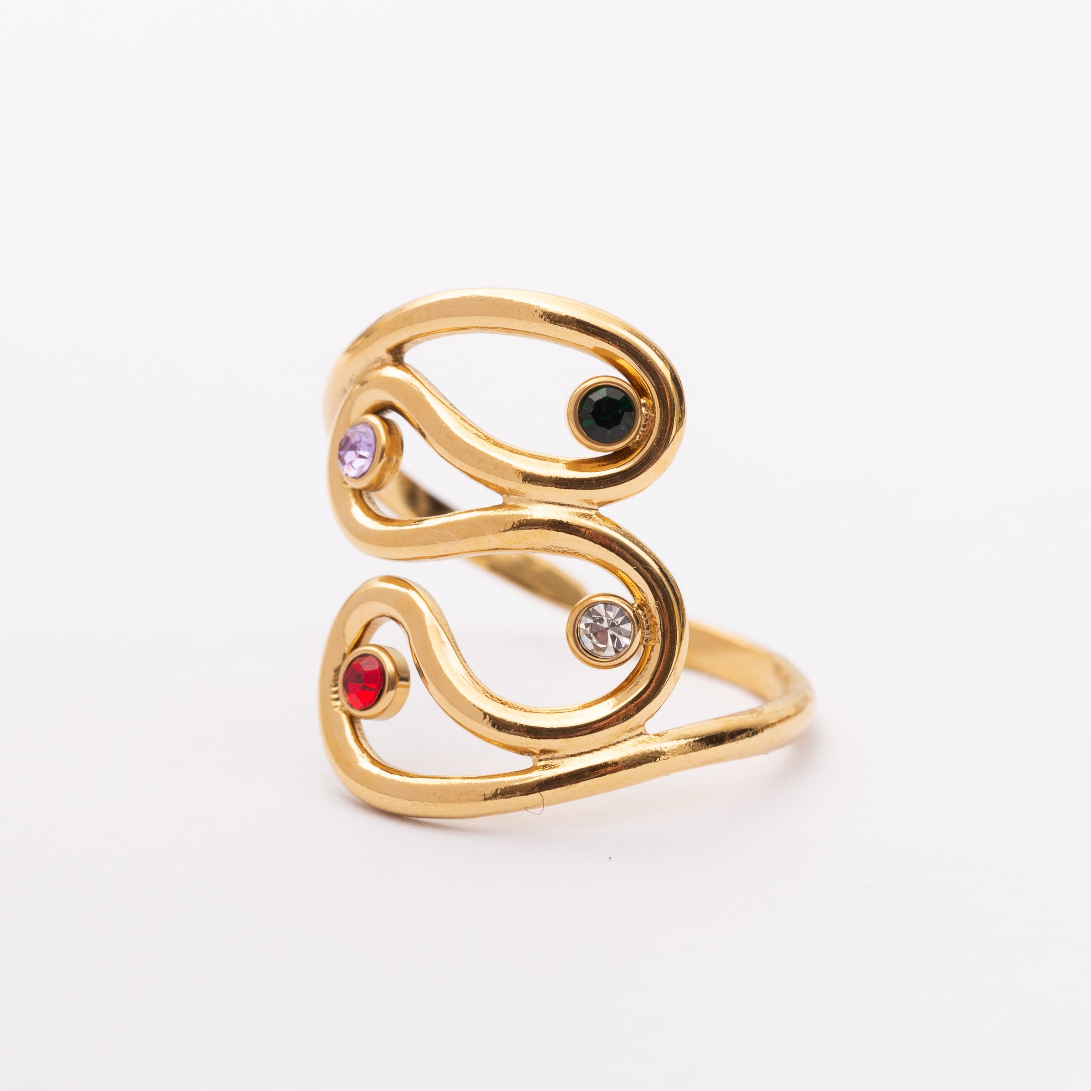 Bague Liaison en acier inoxydable garantie - Pierre Strass multicouleurs