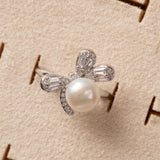 Bague  Argent Rhodié garanti la perles et les 3 amandes soldeargent - 40%