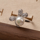 Bague  Argent Rhodié garanti la perles et les 3 amandes soldeargent - 40%