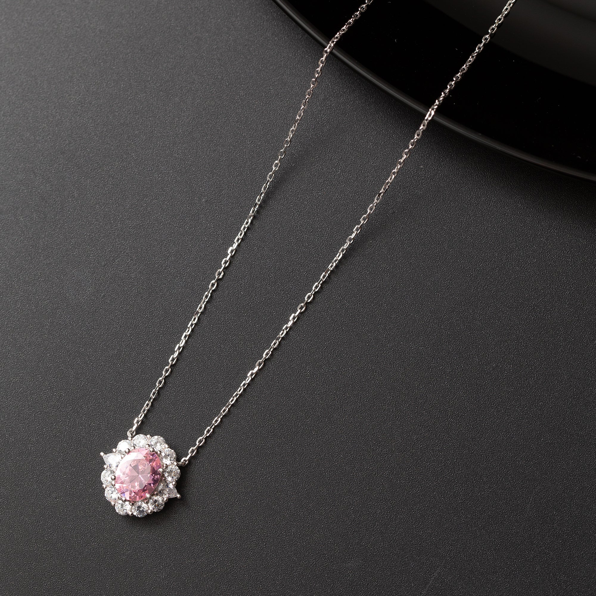 Collier Argent Rhodié tendance Rose