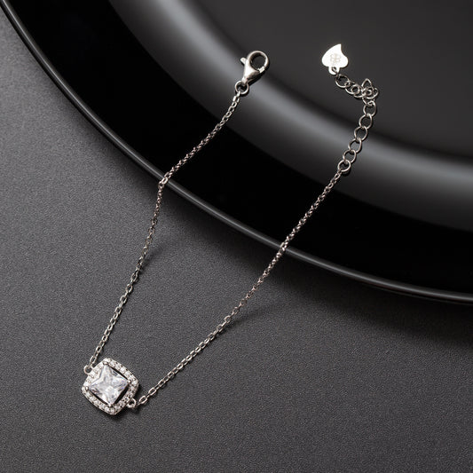 Gourmette Argent Rhodié tendance avec motif blanc