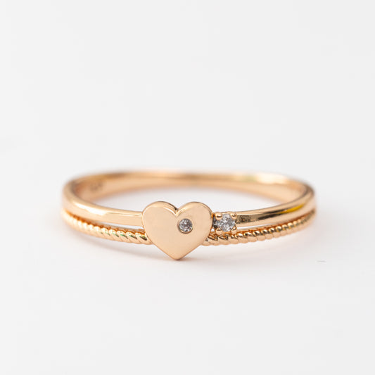 Bague xp tendance Plaqué or le petit cœur