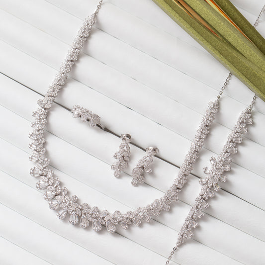 Parure de 4 pièces en argent rhodié garanti