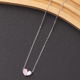 Collier Pink Heart en argent rhodié garanti