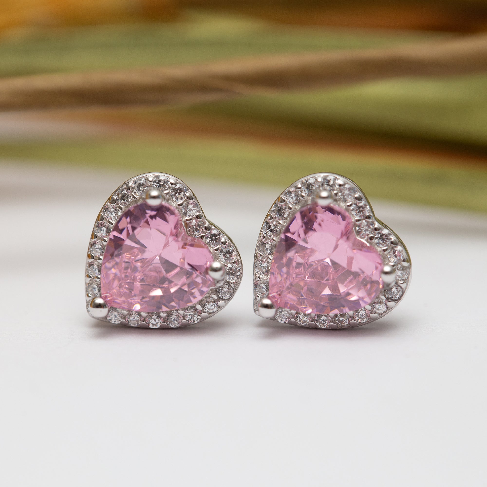 Boucle d'oreilles Argent rhodié Pandora tendance. Motif cœur rose