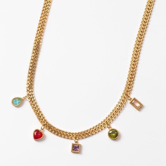 Collier en acier double rang avec motifs décoratifs
