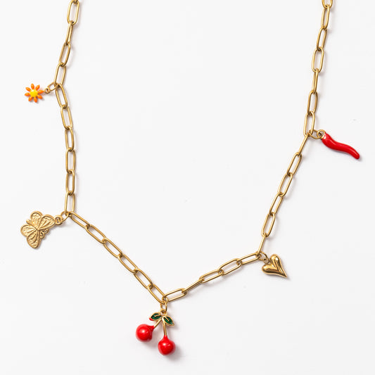 Collier en acier à un seul rang avec des motifs décoratifs