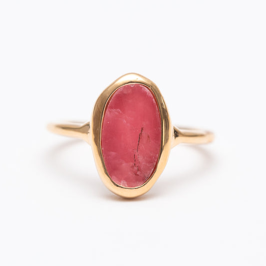 Bague bijouxcn Plaqué Or Garanti 10 and Paris coque de nacre pierre rhodonite véritable