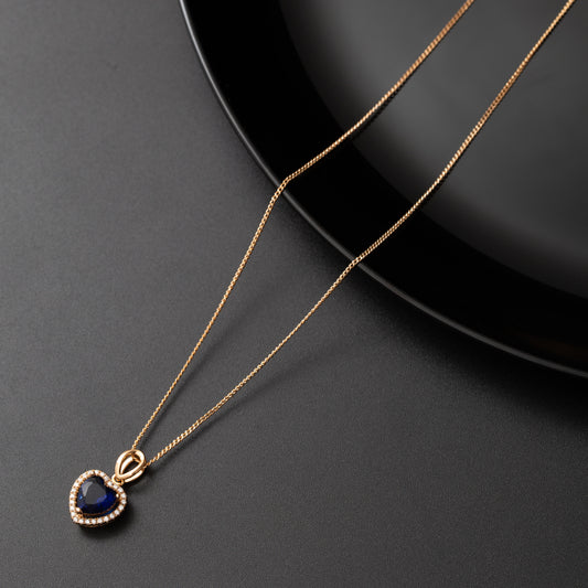 Collier Xp tendance avec un motif sous forme d'un cœur décoré en bleu