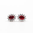 Boucles en argent rhodié garanti avec un motif fleuré rouge tendance pour cet été