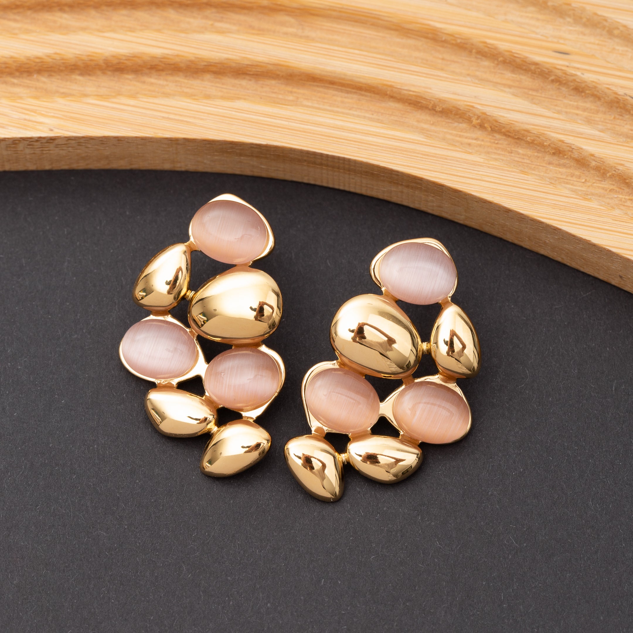 Boucles d'oreilles Pierre Œil de Chat en acier inoxydable