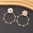 Boucles d'oreilles Pierre Jade Blanche en acier inoxydable