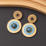Boucles d'oreilles Pierre Lapis Lazuli en acier inoxydable