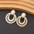 Boucles d'oreilles Pierre Jade Blanche en acier inoxydable